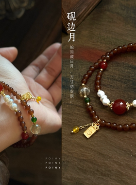 民族风复古串珠手链女双圈叠戴手串高级感气质小众设计感手饰配饰