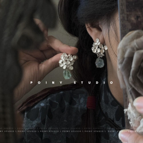 夏季国风花朵耳环耳夹女