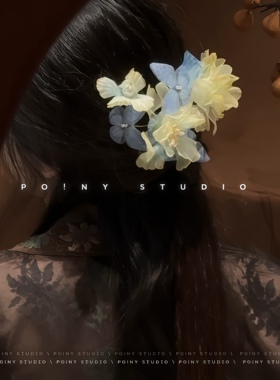 高级感蝴蝶发夹女复古仙气古风中式发饰边夹后脑勺头饰一字夹