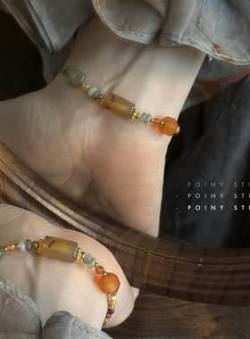 轻奢多宝玛瑙桶珠手链轻奢高级感通勤复古手饰小众设计闺蜜礼物