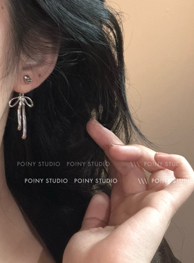 金属蝴蝶结耳环轻奢高级感气质甜美冷淡风耳钉耳饰2024新款爆款