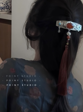 原创复古民族风发夹女小众设计感高级感流苏头饰新款弹簧夹发饰