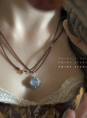 复古美拉德风项链女高级感气质百搭锁骨链串珠毛衣链2026年新款