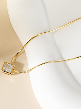 925银镶嵌锆石项链韩版INS风电镀镀金女小众百搭设计感精致锁骨链