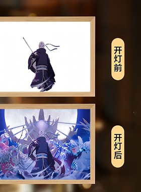 火影忍者漫画周边木叶宇智波佐助手办桌面摆件生日礼物灯光画