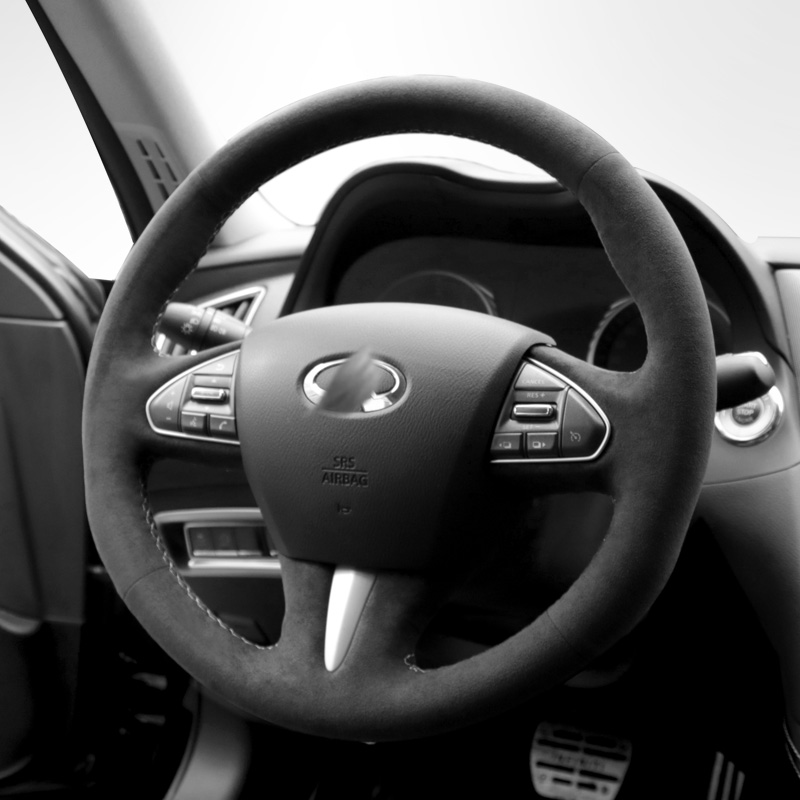 梵汐适用英菲尼迪方向盘套q50l/qx50/fx35/q70l/qx60/g25手缝翻毛