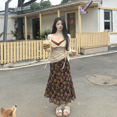 辣妹假两件女夏轻熟掐腰吊带长裙