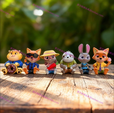 疯狂动物城手办兔子朱迪尼克闪电豹警官玩具蛋糕汽车装饰摆件模型