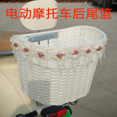 电动车后置车筐电摩车后尾篮带盖
