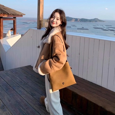 2025新款皮毛一体外套女短款羊羔毛绒两面穿加厚保暖机车服