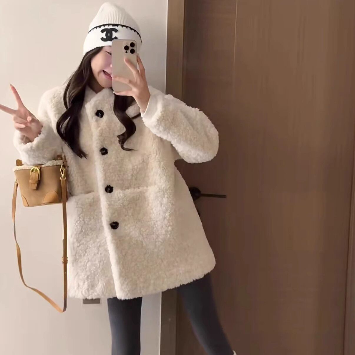 2025新款仿羊羔毛皮毛一体女中长款冬季韩版加厚环保皮草毛毛外套