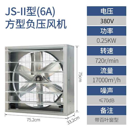 新款九州普惠JS-A式方形负压风机工业排风扇养殖工厂强力换气现货