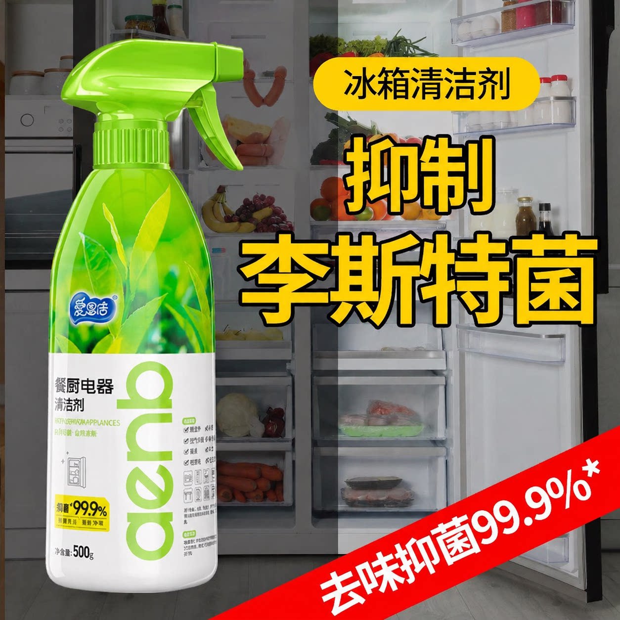 爱恩倍冰箱除味剂除臭去味净化清洁剂杀菌清洗剂除霉剂去霉斑霉菌