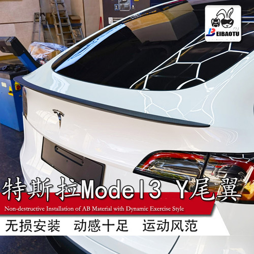 适用新特斯拉model3y尾翼tesla毛豆3卧式压尾汽车改装件免打孔abs