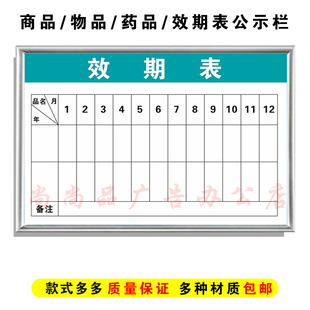 商品物品效期表公示栏近效期药品一览表十二月份信息展示框架牌子
