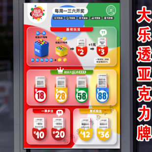 体育彩票亚克力大乐透开奖提醒牌每周一三六日开奖信息公示栏