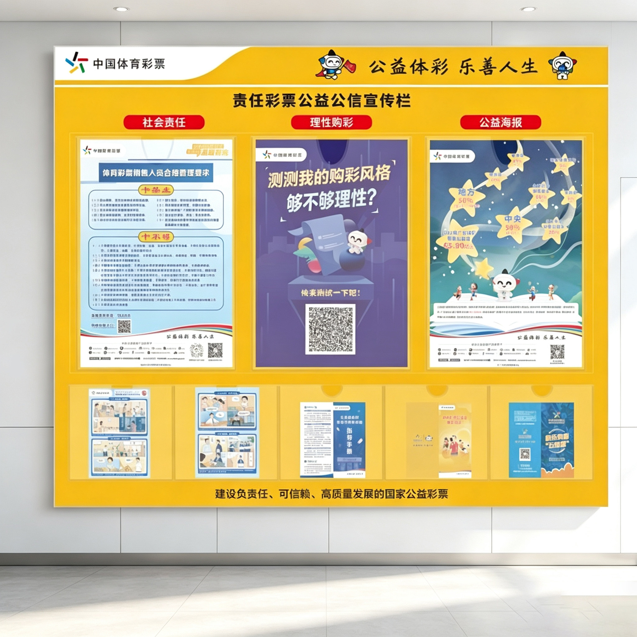 体育责任彩票及公益公信专区宣传栏社会责任公益海报区展示信息牌