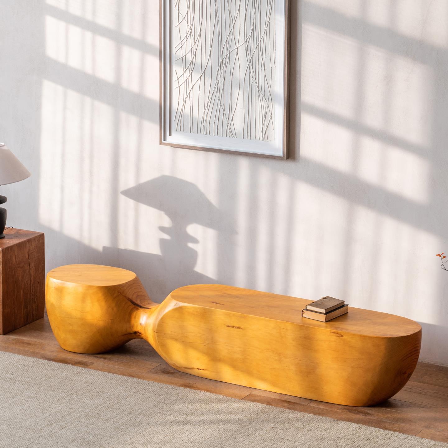 展厅休息凳户外原木艺术长条凳