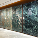 1600 3200岩板客厅背景墙别墅轻奢高端绿色大理石纹大板亮光连纹