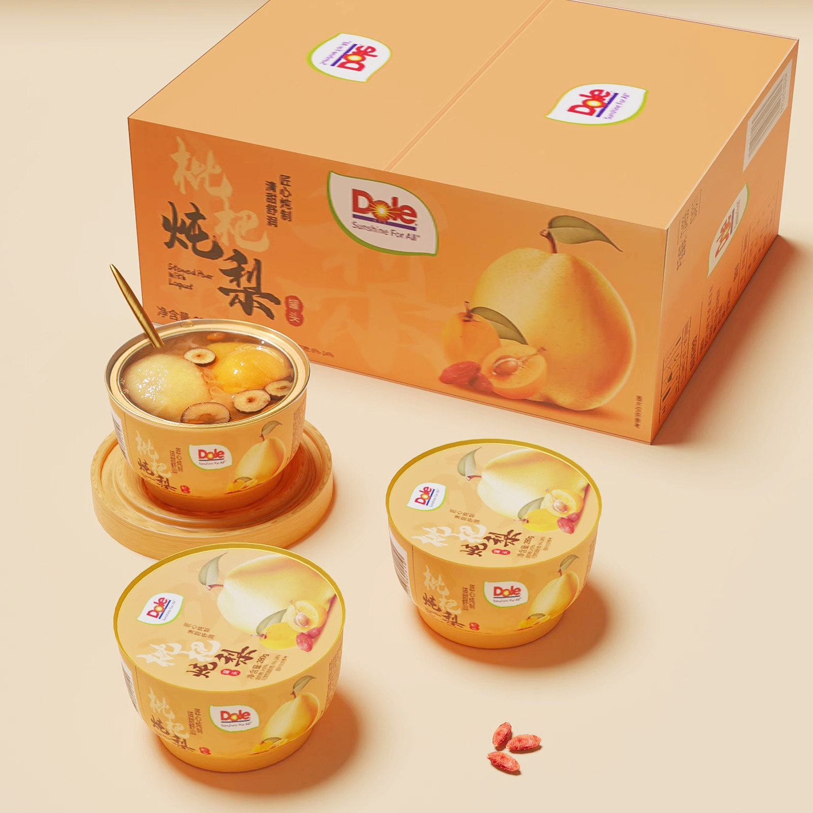 DOLE都乐枇杷炖梨小碗冰糖砀山酥梨水果罐头开罐即食居家休闲零食