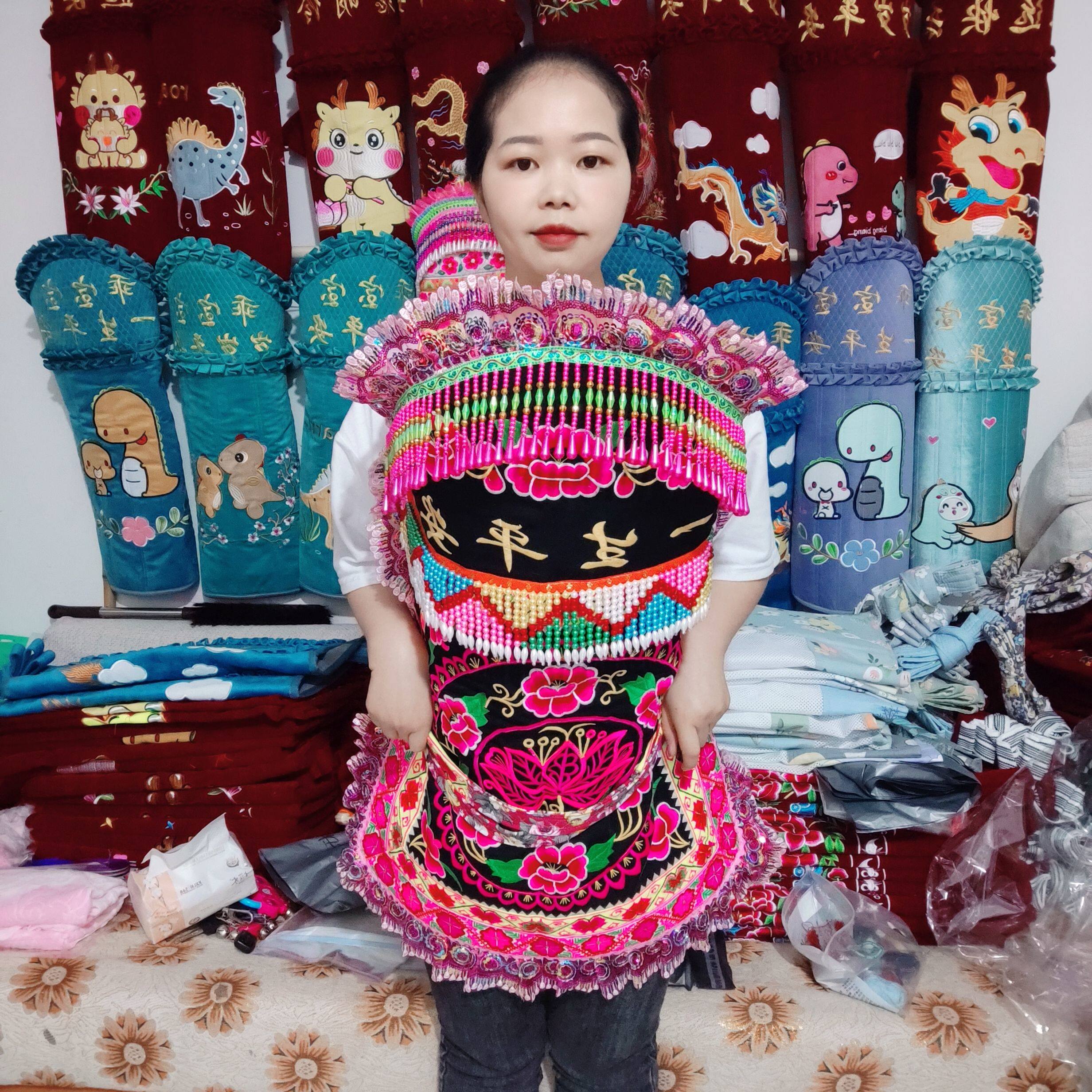 传统少数民族老式云南宝宝四川贵州背带外出后背小孩婴儿绣花背扇