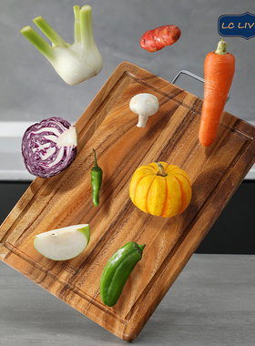 lcliving泰国进口相思木带提手防霉抗菌无漆无蜡实木菜板挂式砧板