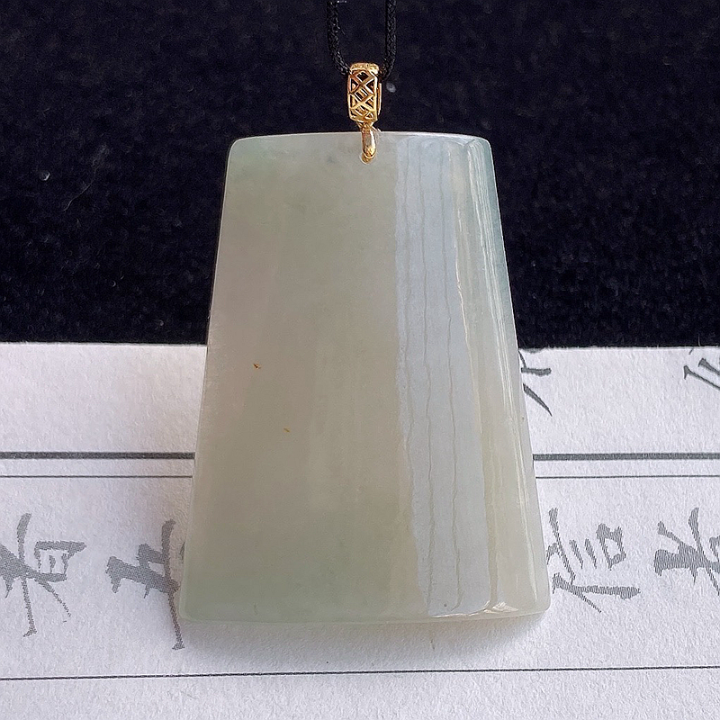 天然翡翠A货18K金镶黄翡吊坠