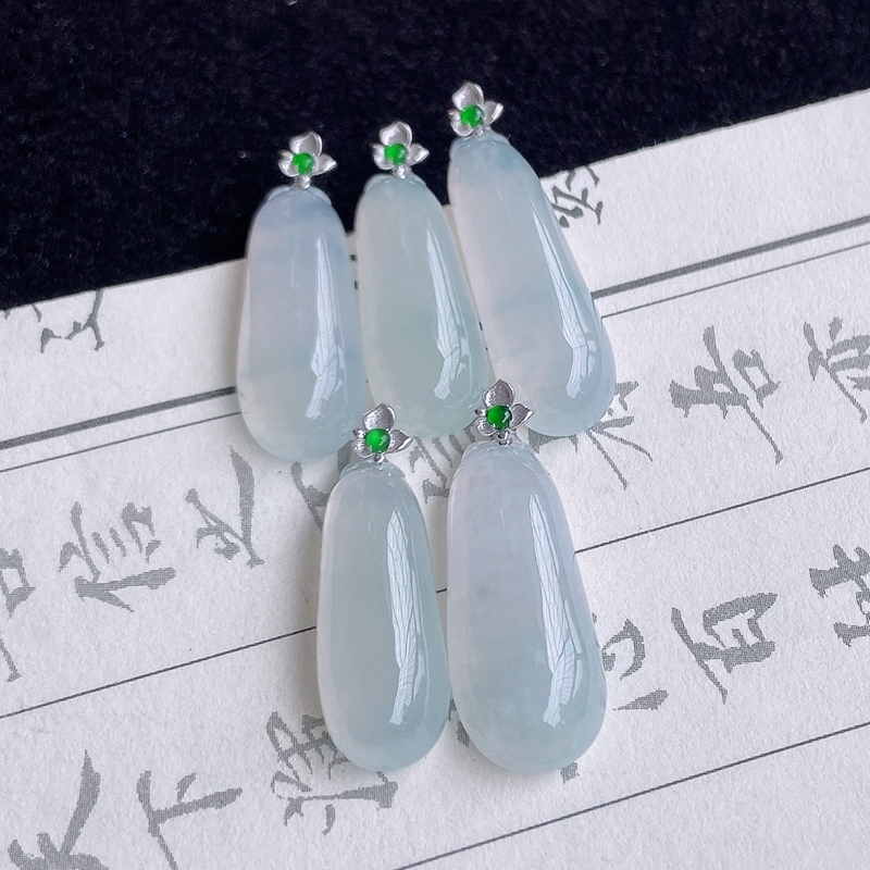 自然光缅甸天然翡翠A货18K金镶冰透福瓜玉石正品吊坠带证书一手走