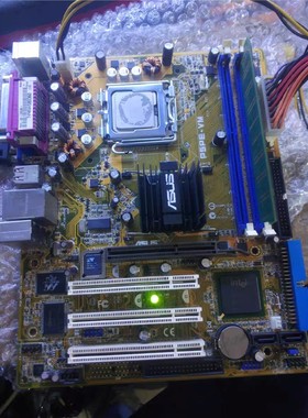 华硕P5PE-VM拆机主板实物图，正常使用，支持Win98议价