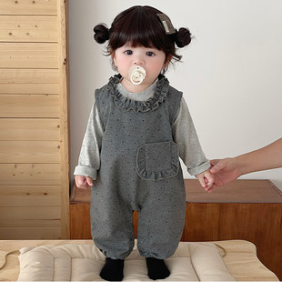 2026新款春季ins婴儿洋气套装一岁女宝分体服早秋背带裤女童春装