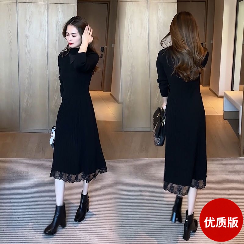 高档针织连衣裙秋冬新款中长款