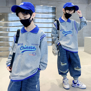 儿童装男童POLO衫春秋长袖T恤2026新款中大童时髦外套男孩炸街潮