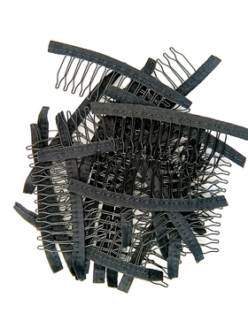 接发卡包布卡假发辅料网帽卡12齿黑布网帽梳wig cap clips