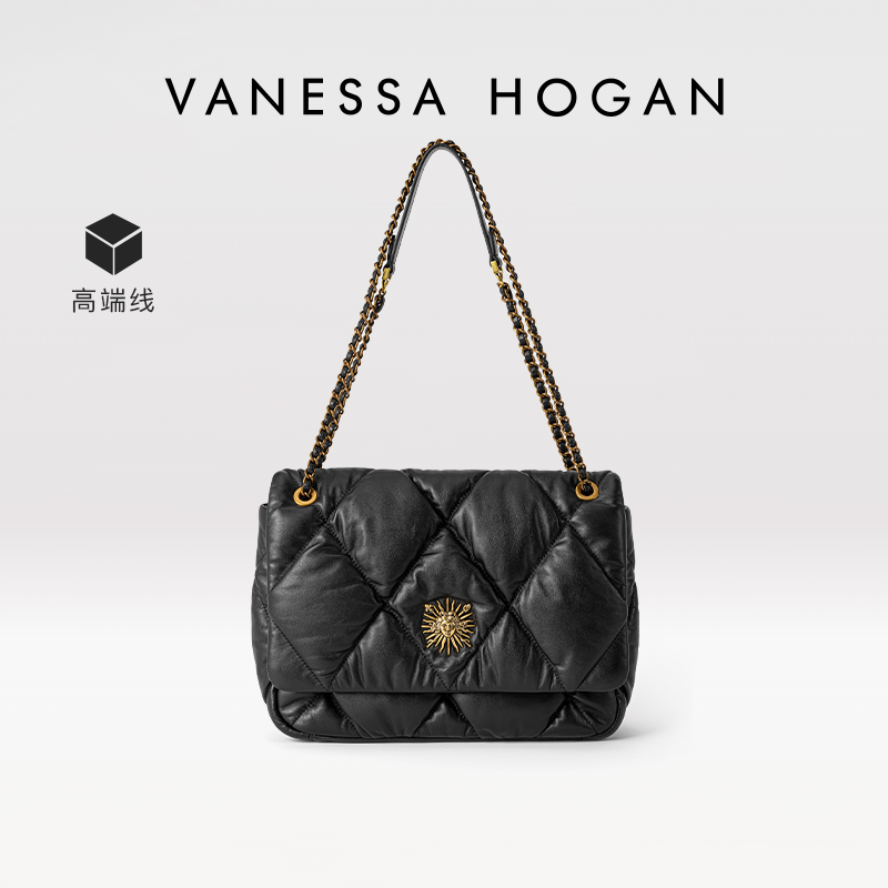 VH茵然系列真皮菱格单肩包蓬蓬包