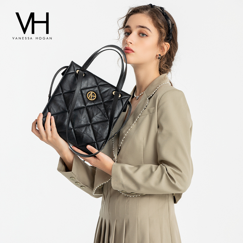 VH女包高级质感褶皱肌理托特包