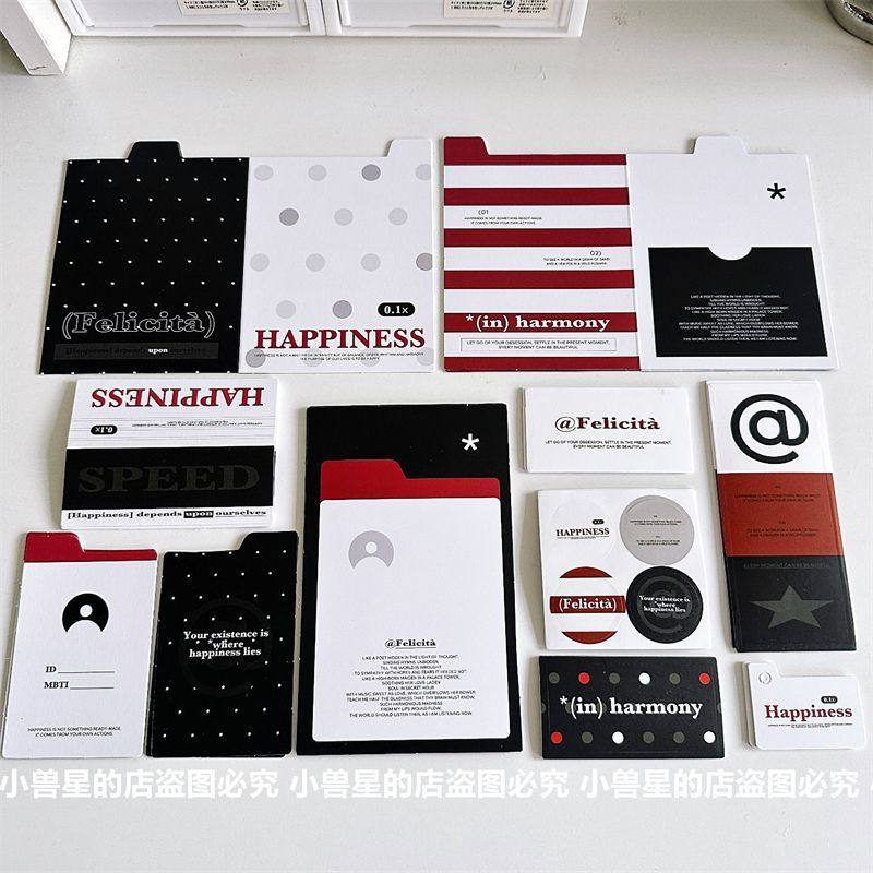 盐系happiness精简版平价出卡打包材料文创set韩系封口贴折页卡头图片