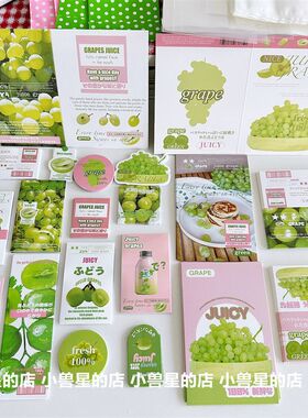 原创绿色夏日青提文创打包材料套装封口贴纸卡头卡背二折页自封袋