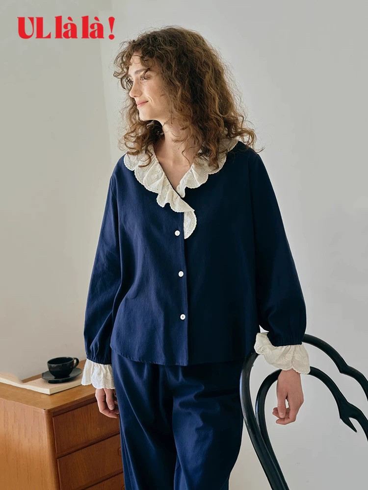Ullala韩国品牌正品新款睡衣女秋季长袖家居服套装（章若楠同款）