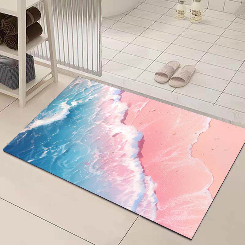 沙滩海边3D海浪浴室地垫脚垫风景软硅藻泥卫生间门垫地垫