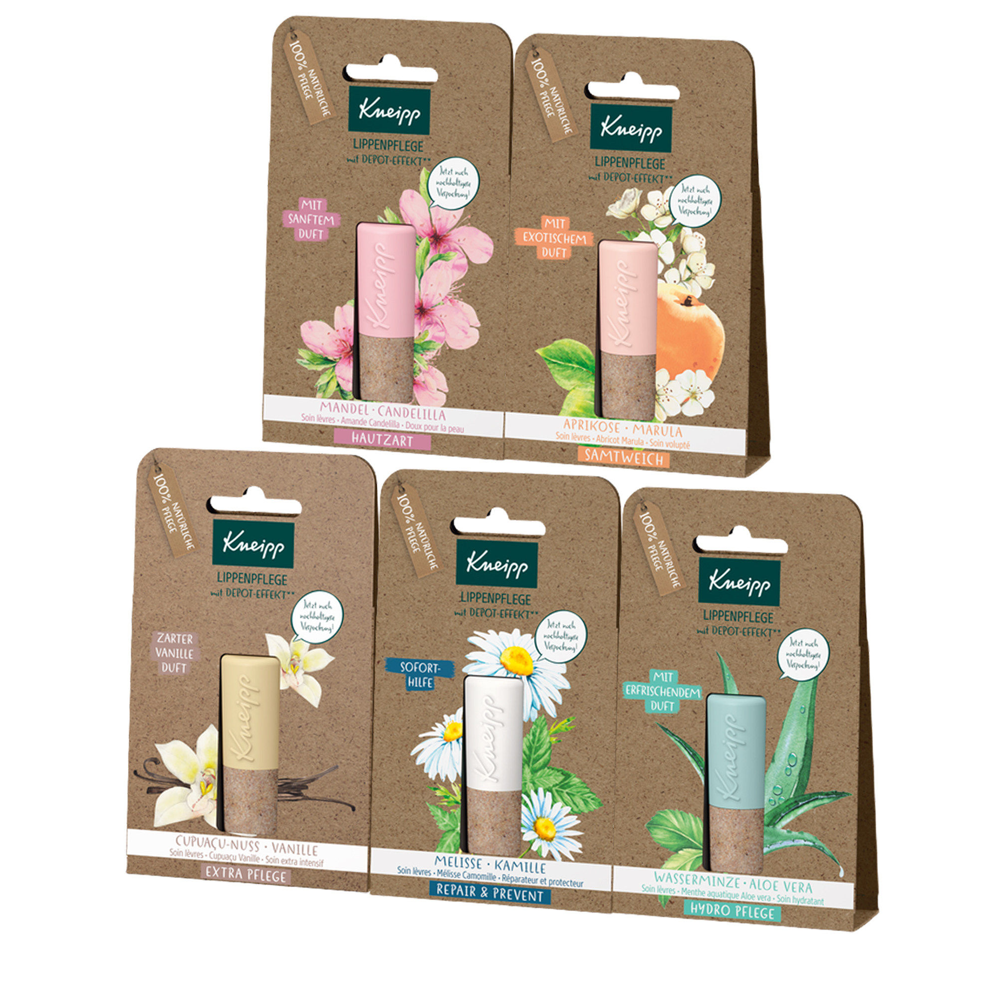 现货 德国kneipp克奈圃长效滋润唇膏芦荟清爽甜杏保湿杏仁油滋养