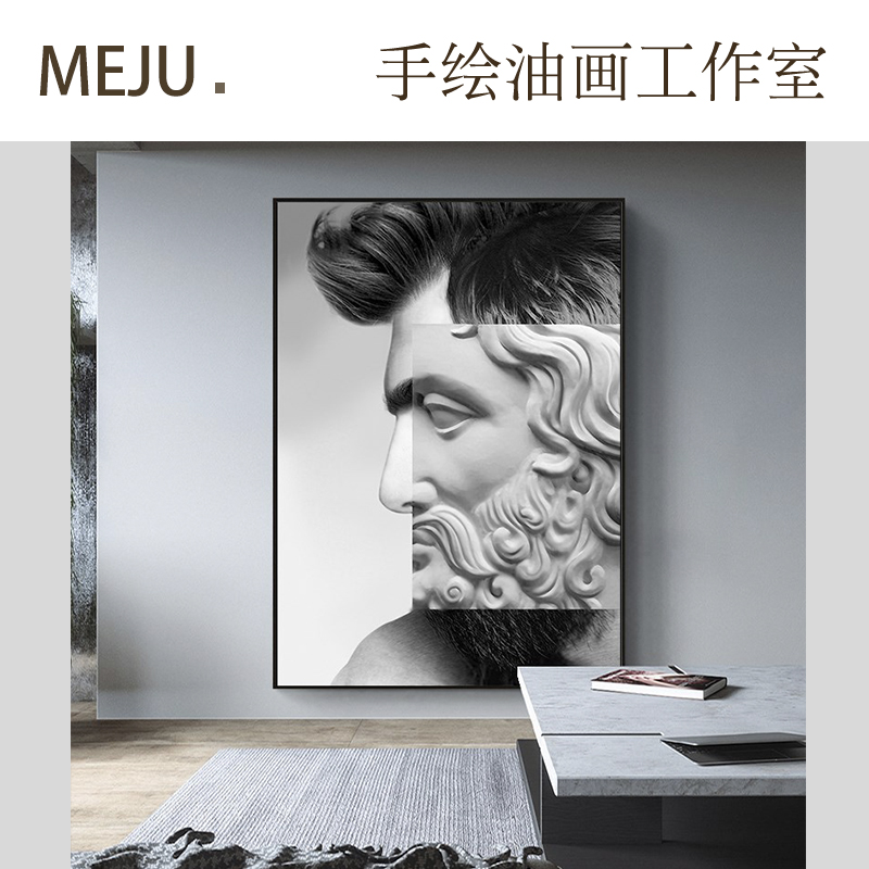 meju手绘抽象玄关个性客厅装饰画