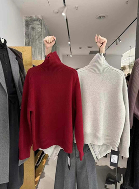 DVZ 100%纯羊毛高领毛衣女2025冬季新款韩版慵懒风宽松显瘦上衣