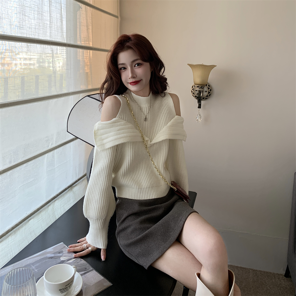 东莞大朗针织衫洋气时髦半高领女秋冬上衣打底修身长袖显瘦中领内