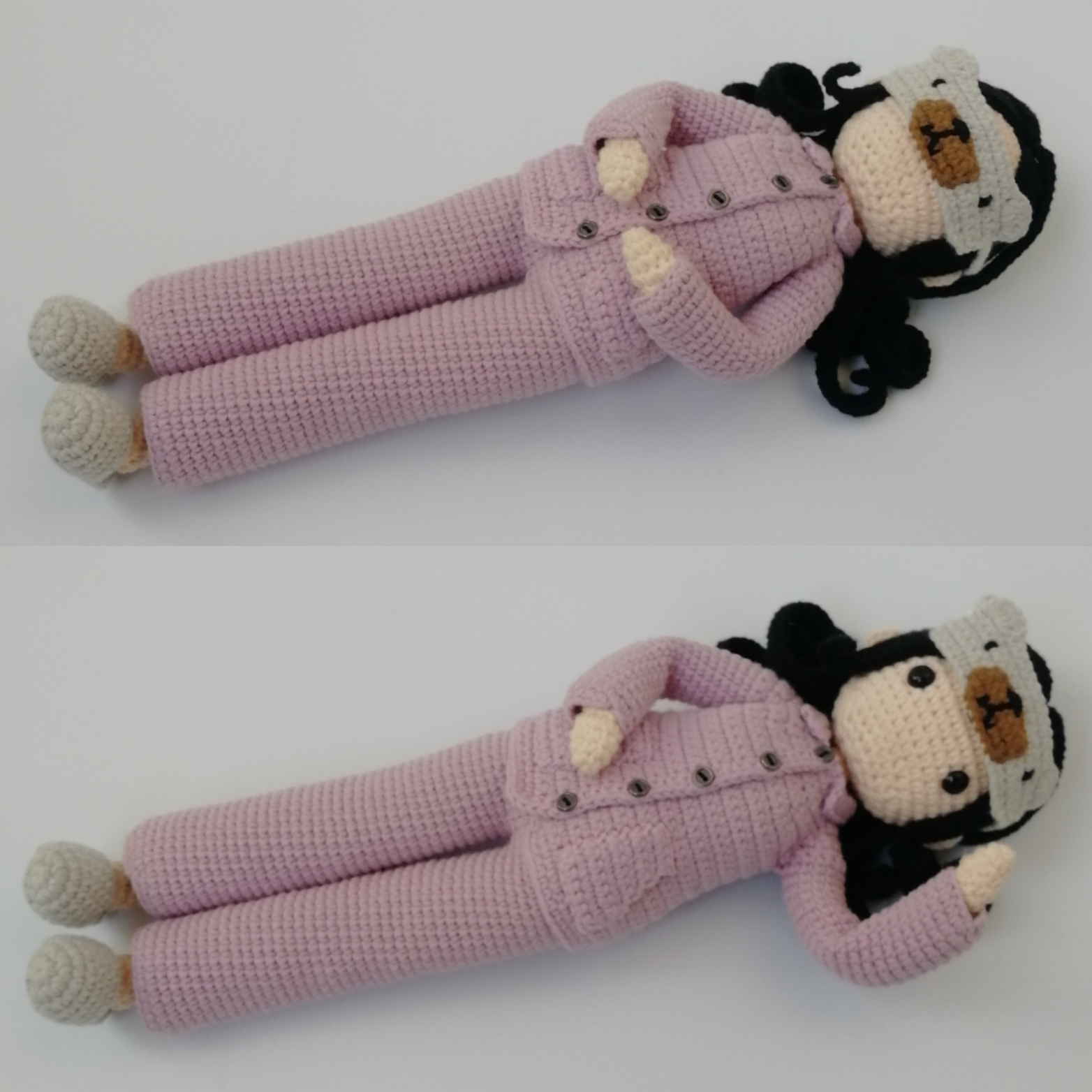 小熊睡衣套装幽蓝树海原创钩针