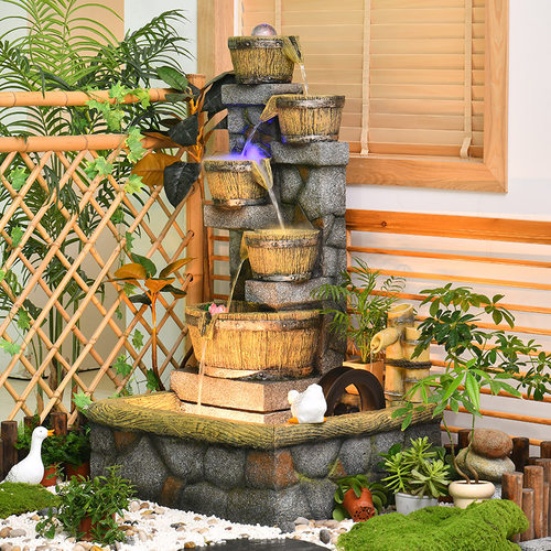 庭院鱼池造景假山流水喷泉室内