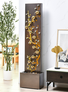 现代无障碍奢华财富流水喷泉饰品高端客厅室内入口水景家居搬迁新