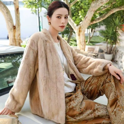 年轻款水貂皮大衣整貂皮草母貂毛