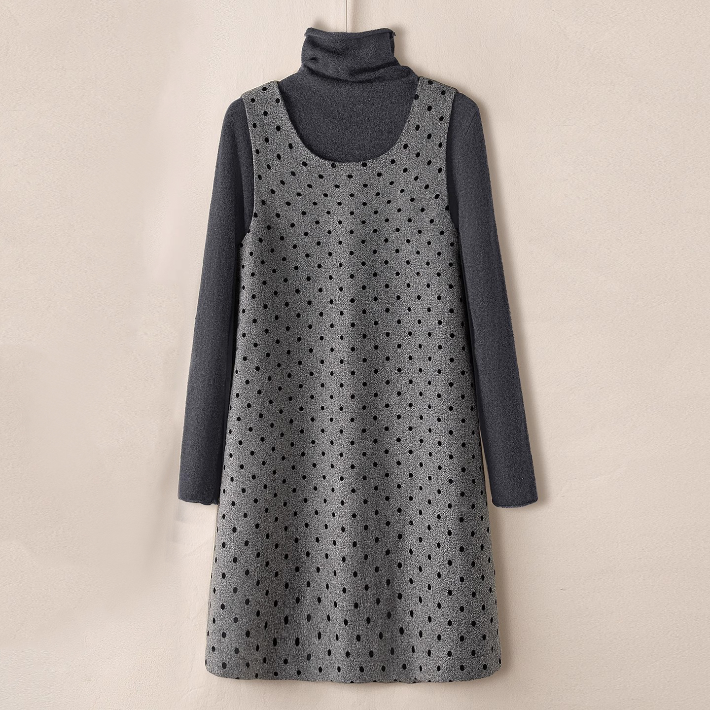 爵莱菲大码无袖连衣裙2025秋装新款女装时尚圆领波点中长款背心裙