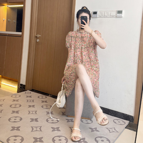 夏季女装连衣裙雪纺夏季2025新款碎花高端别致漂亮减龄大码胖mm
