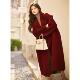 羊毛呢外套结婚大码 爵莱菲红色双面羊绒大衣女秋冬季 中长款 胖mm